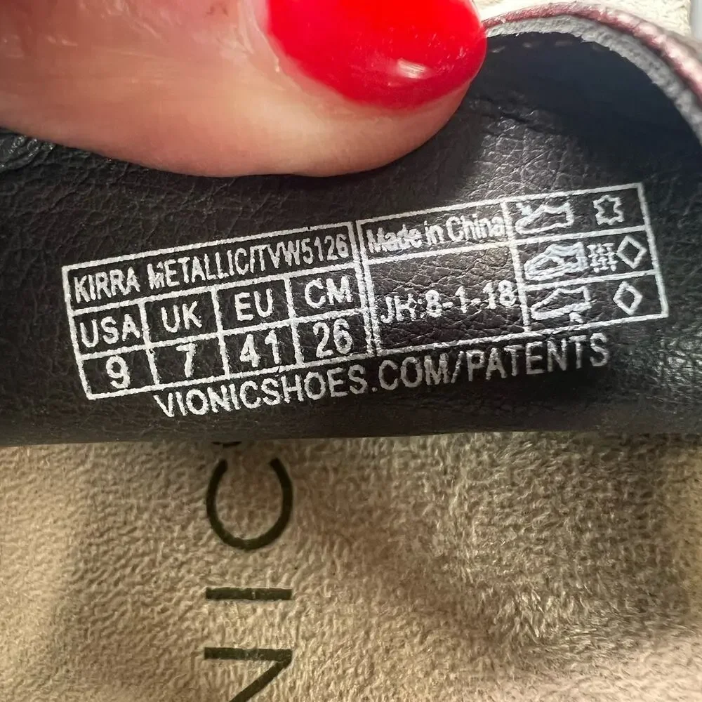 Vionic Kirra Sandals Womens Size 9 Bronze Metallic T-Strap Orthotic Arch Support